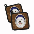 Great Pyrenees Pot Holder Set of 2 Heat Resistant Quilted Hot Pads 7.5 x 7.5 Inch, Insulated Kitchen Trivets for Cooking & Baking