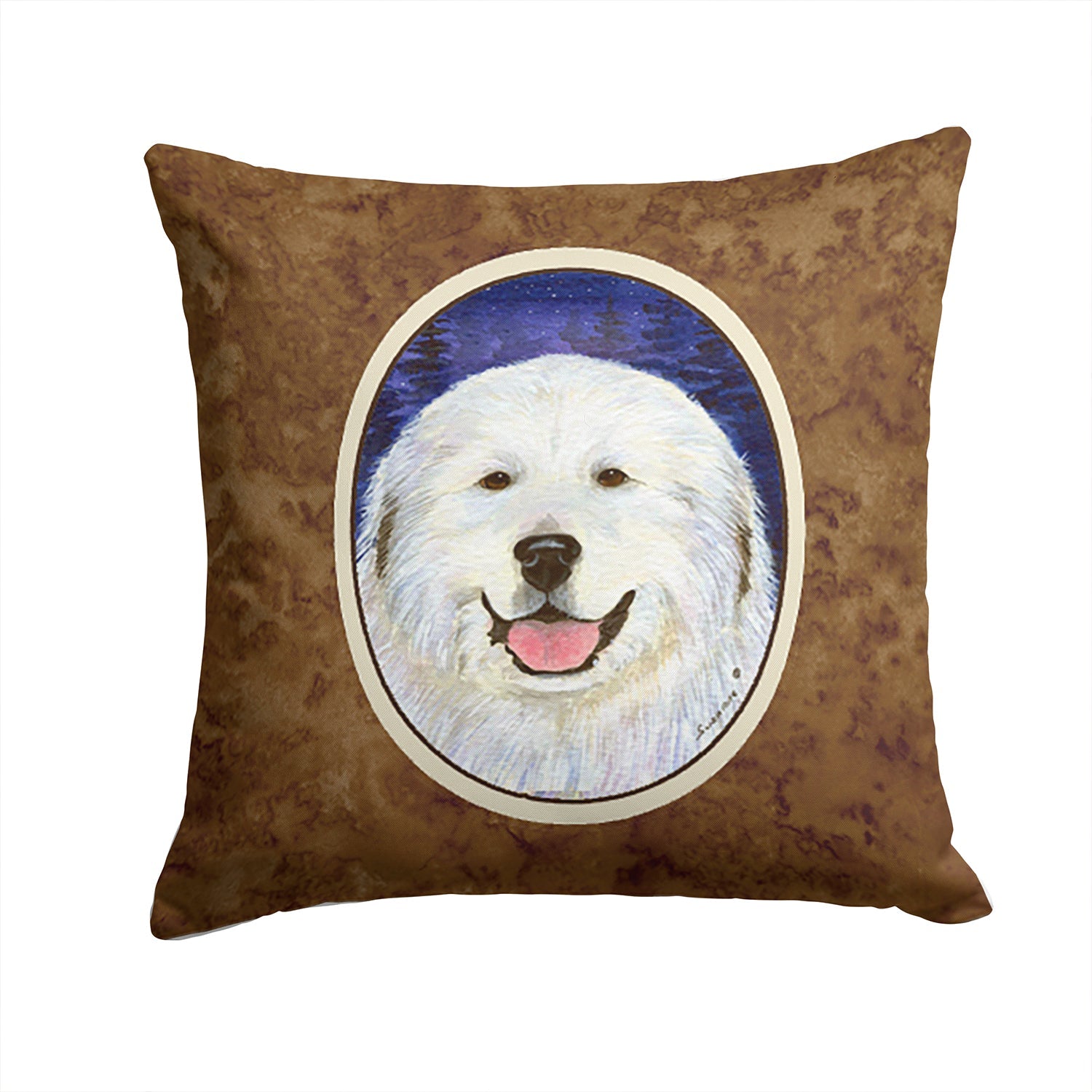 Great Pyrenees Decorative Throw Pillow 14x14 Indoor Outdoor Accent Cushion, Fabric Cover with Insert for Sofa, Bed, Porch & Living Room