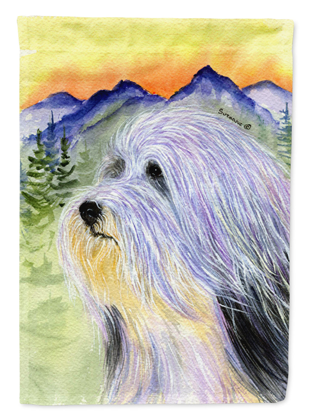 Bearded Collie House Flag 28x40 Porch Sleeve Pole Decorative Outside Yard Banner Artwork Wall Hanging, Polyester