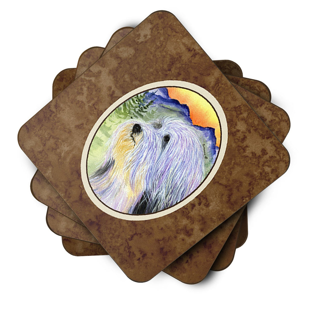 Bearded Collie Foam Coasters Set of 4 Cup Coasters for Indoor Outdoor, Tabletop Protection, Anti Slip, Mouse pad Material