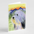 Bearded Collie Greeting Cards Pack of 8 Blank Cards with Envelopes Whimsical A7 Size 5x7