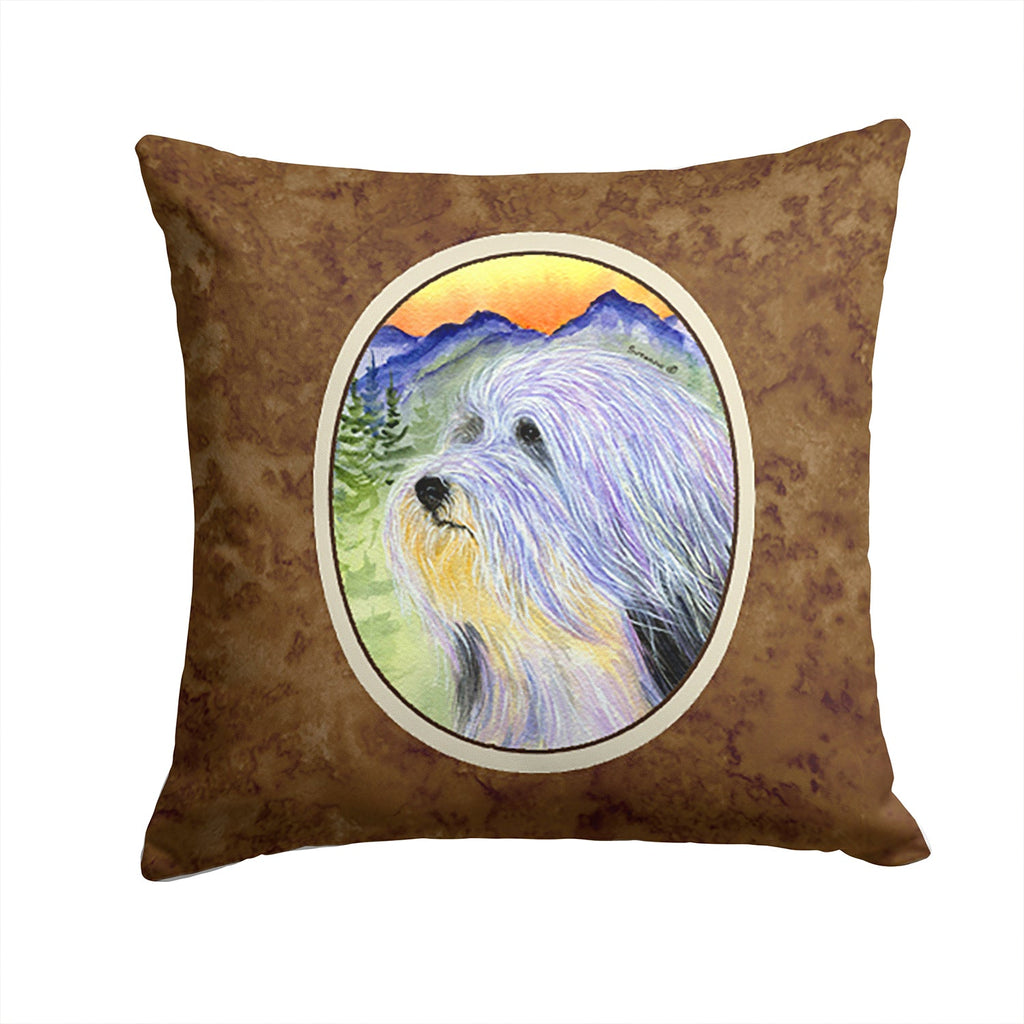 Bearded Collie Decorative Throw Pillow 14x14 Indoor Outdoor Accent Cushion, Fabric Cover with Insert for Sofa, Bed, Porch & Living Room