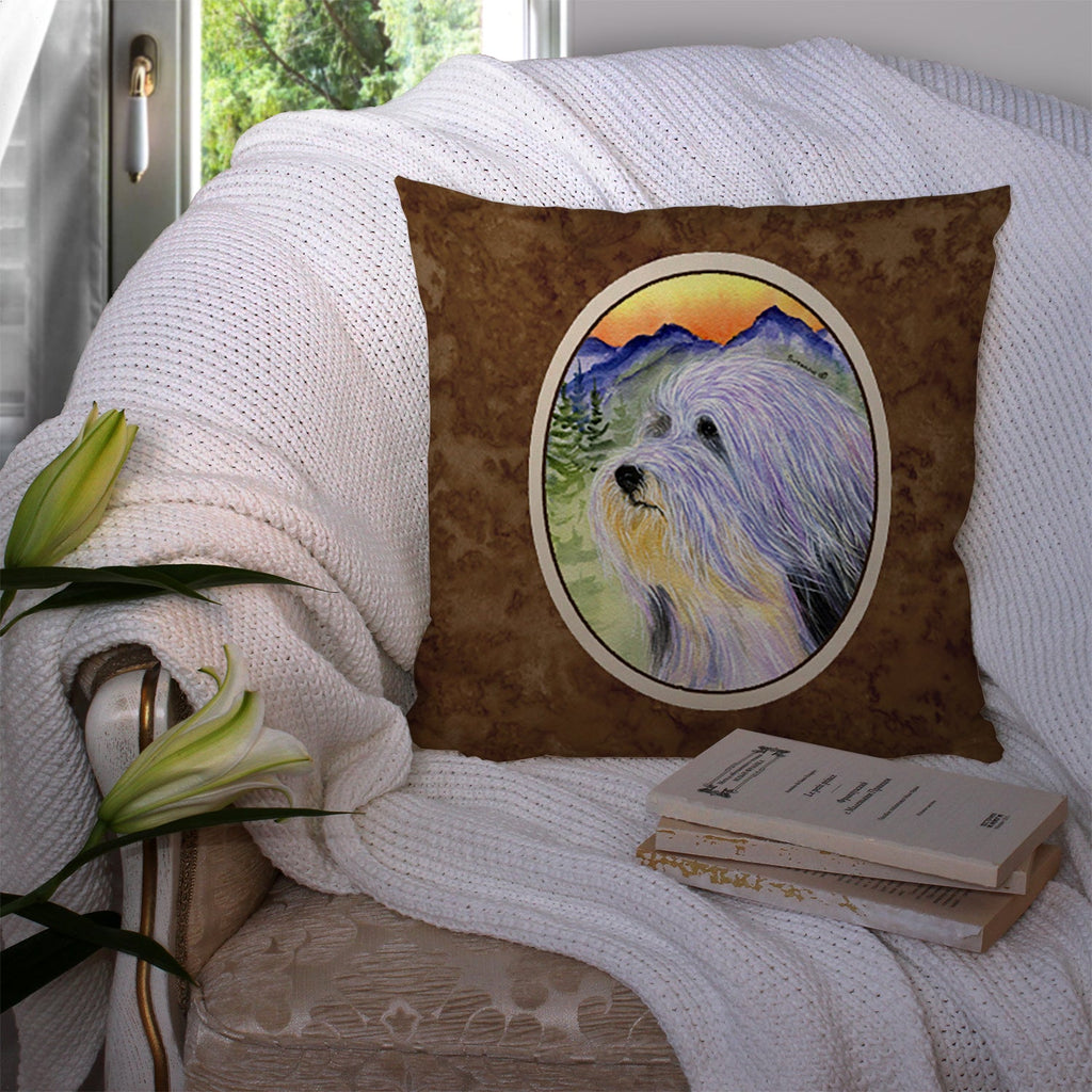 Bearded Collie Decorative Throw Pillow 14x14 Indoor Outdoor Accent Cushion, Fabric Cover with Insert for Sofa, Bed, Porch & Living Room
