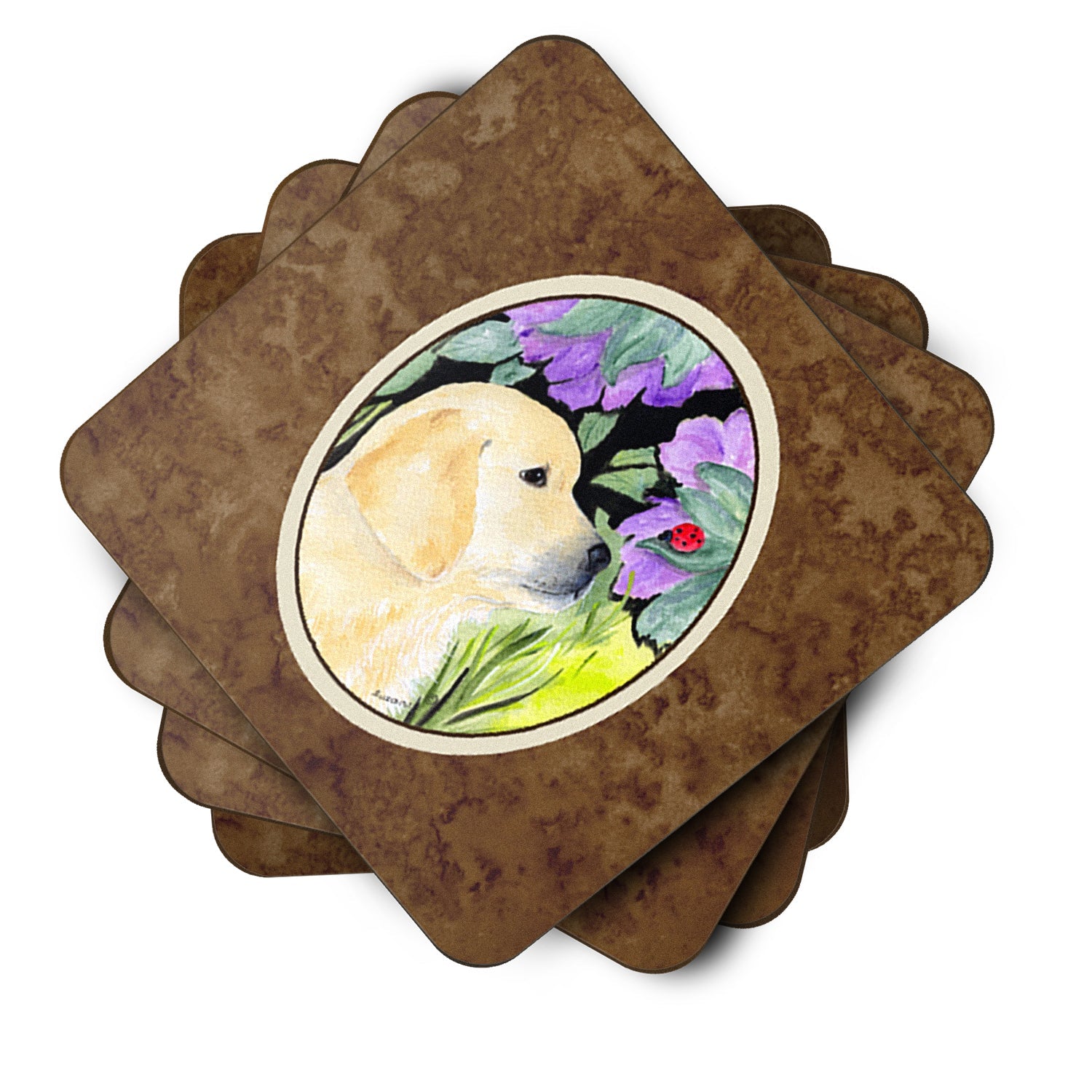 Golden Retriever Foam Coasters Set of 4 Cup Coasters for Indoor Outdoor, Tabletop Protection, Anti Slip, Mouse pad Material