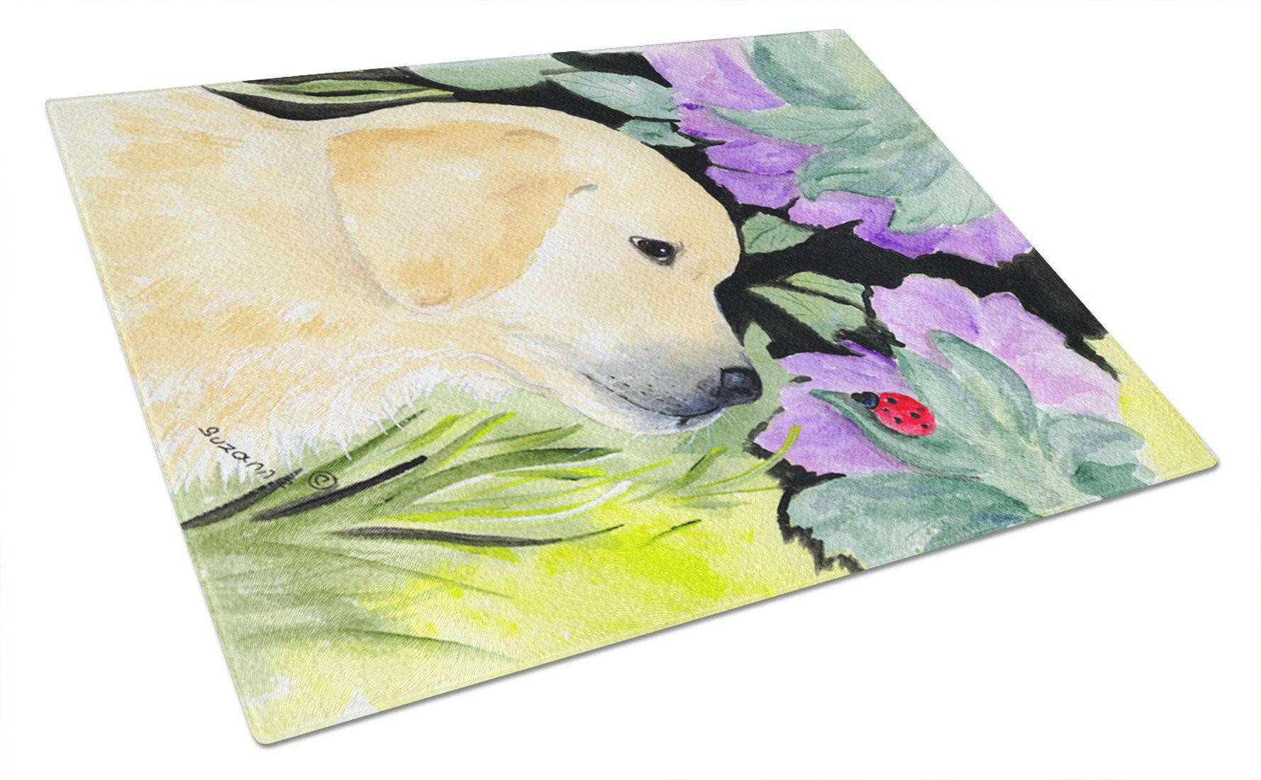 Golden Retriever Cutting Board Tempered Glass Kitchen Cutting Surface, Heat Resistant Chopping, Non-Slip Feet, Food Prep & Serving