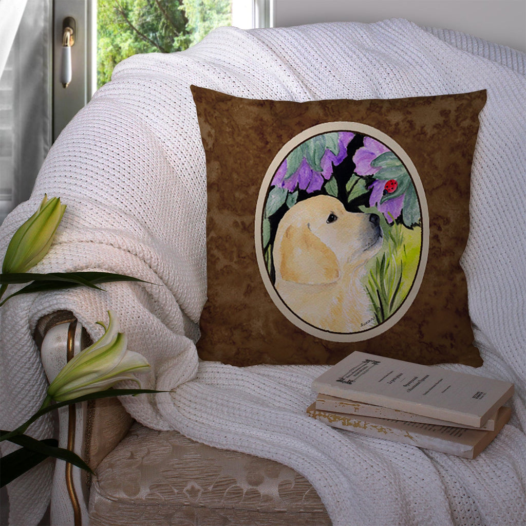 Golden Retriever Decorative Throw Pillow 14x14 Indoor Outdoor Accent Cushion, Fabric Cover with Insert for Sofa, Bed, Porch & Living Room