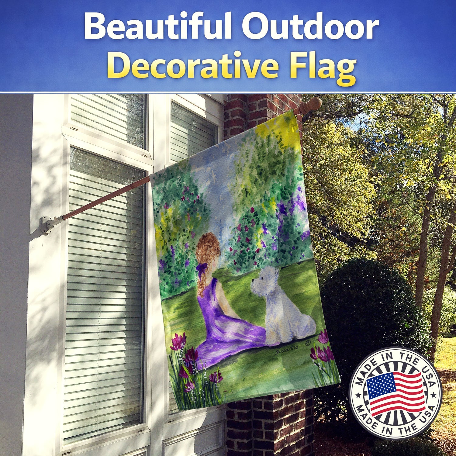 Westie House Flag 28x40 Porch Sleeve Pole Decorative Outside Yard Banner Artwork Wall Hanging, Polyester