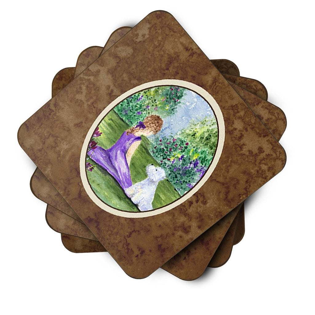 Westie Foam Coasters Set of 4 Cup Coasters for Indoor Outdoor, Tabletop Protection, Anti Slip, Mouse pad Material