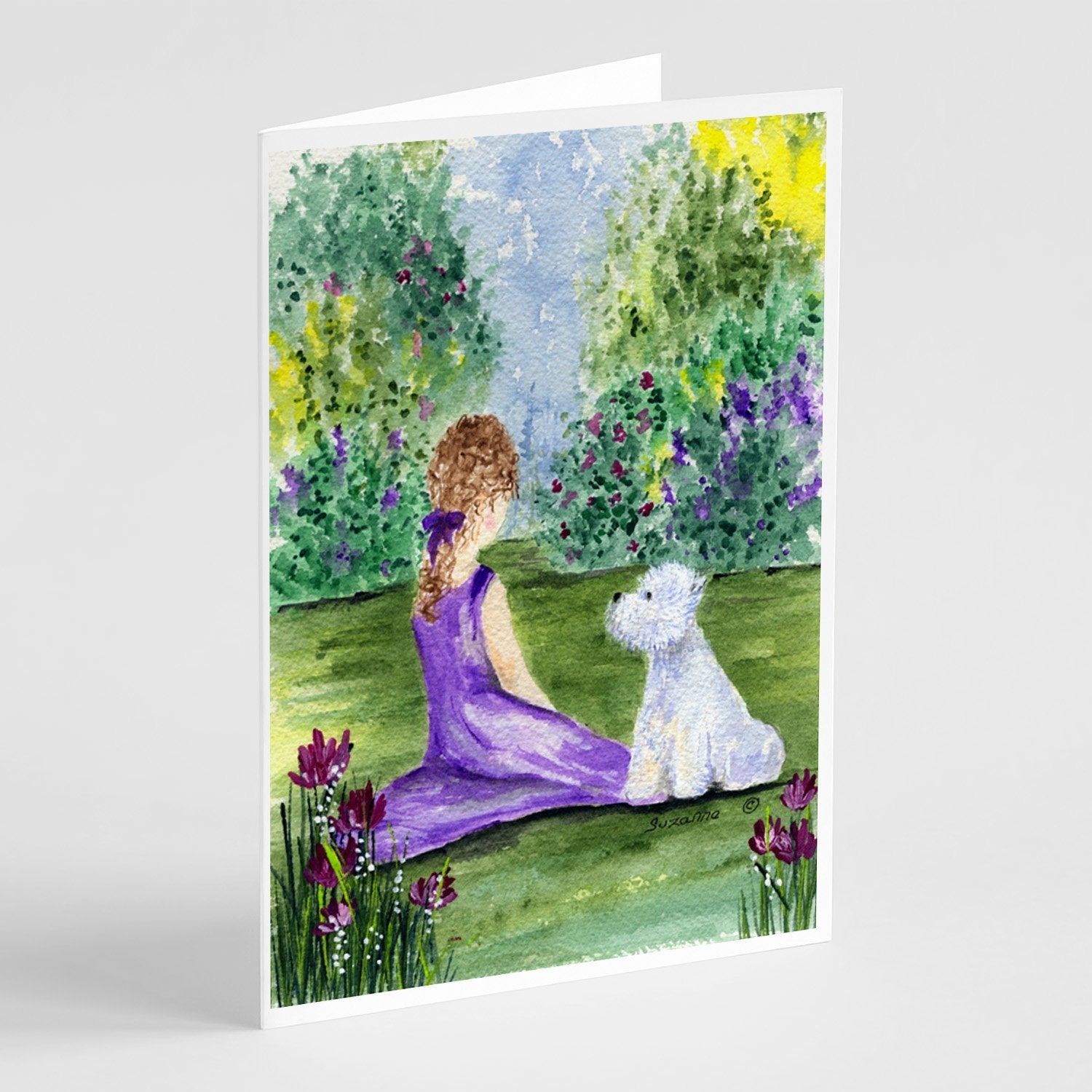 Westie Greeting Cards Pack of 8 Blank Cards with Envelopes Whimsical A7 Size 5x7