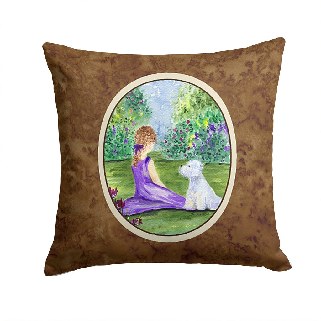 Westie Decorative Throw Pillow 14x14 Indoor Outdoor Accent Cushion, Fabric Cover with Insert for Sofa, Bed, Porch & Living Room