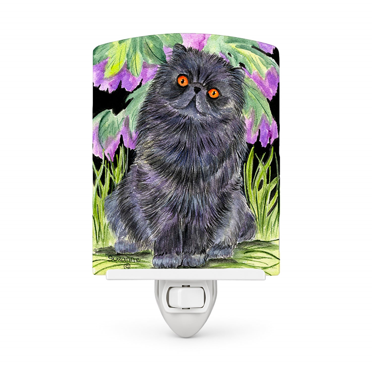 Cat - Persian Ceramic Night Light Compact, UL-Certified, Ideal for Bedroom, Bathroom, Nursery, Hallway, Kitchen, 6x4x3, Multicolor