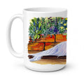 Maltese Ceramic Coffee Mug 15 oz Decorative Large C Handle Mug Cup for Tea, Cocoa Hot Chocolate