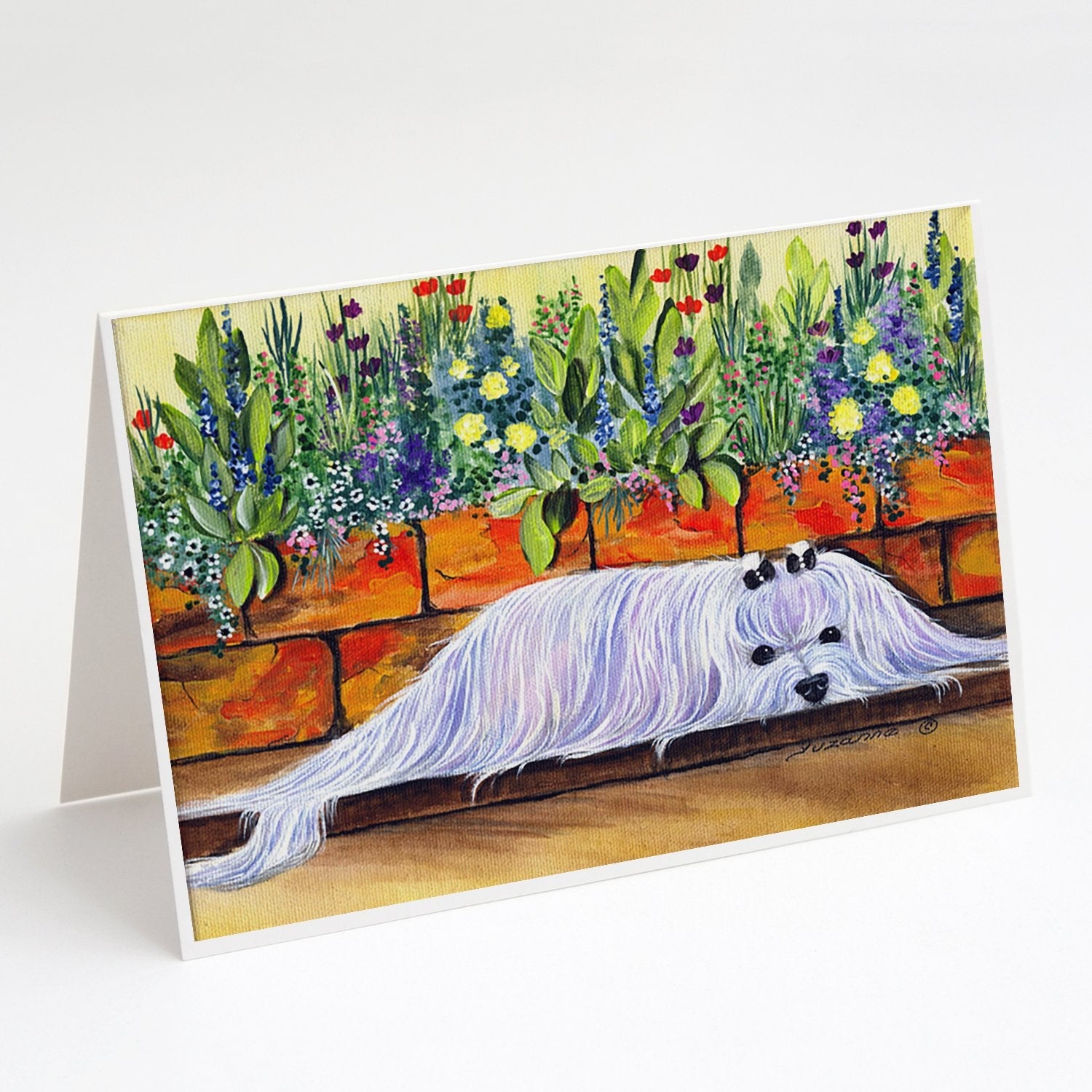Maltese Greeting Cards Pack of 8 Blank Cards with Envelopes Whimsical A7 Size 5x7