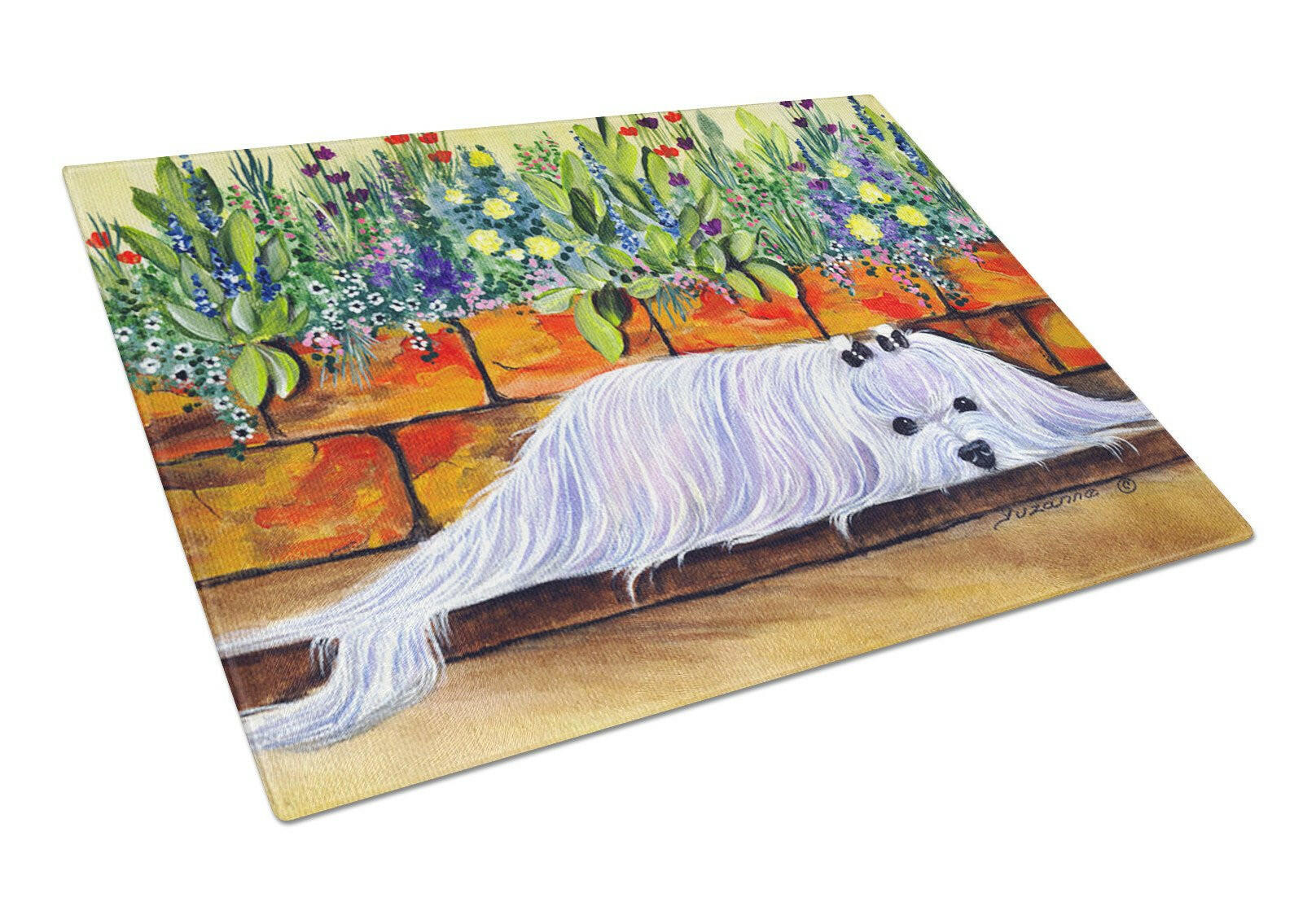 Maltese Cutting Board Tempered Glass Kitchen Cutting Surface, Heat Resistant Chopping, Non-Slip Feet, Food Prep & Serving