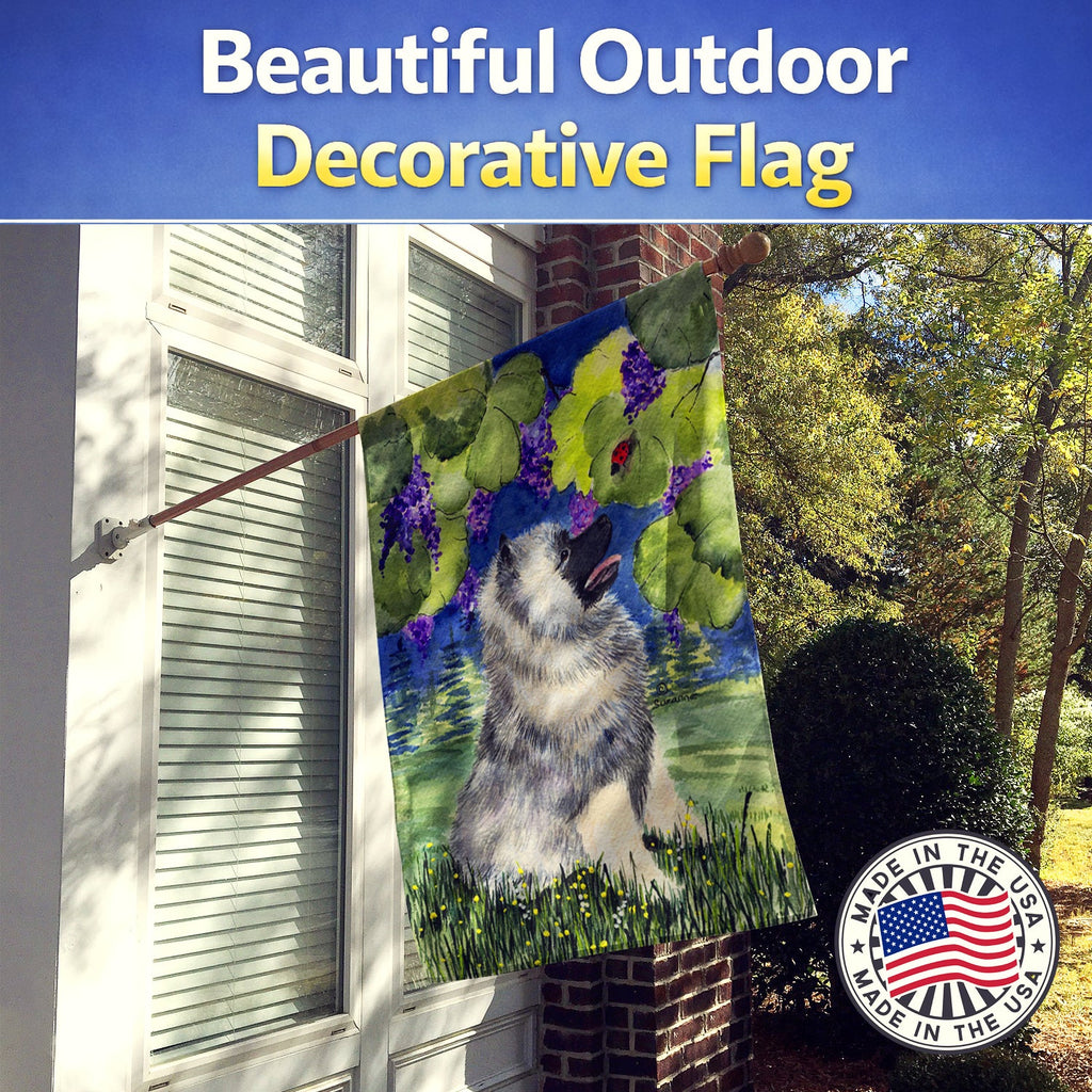 Keeshond House Flag 28x40 Porch Sleeve Pole Decorative Outside Yard Banner Artwork Wall Hanging, Polyester