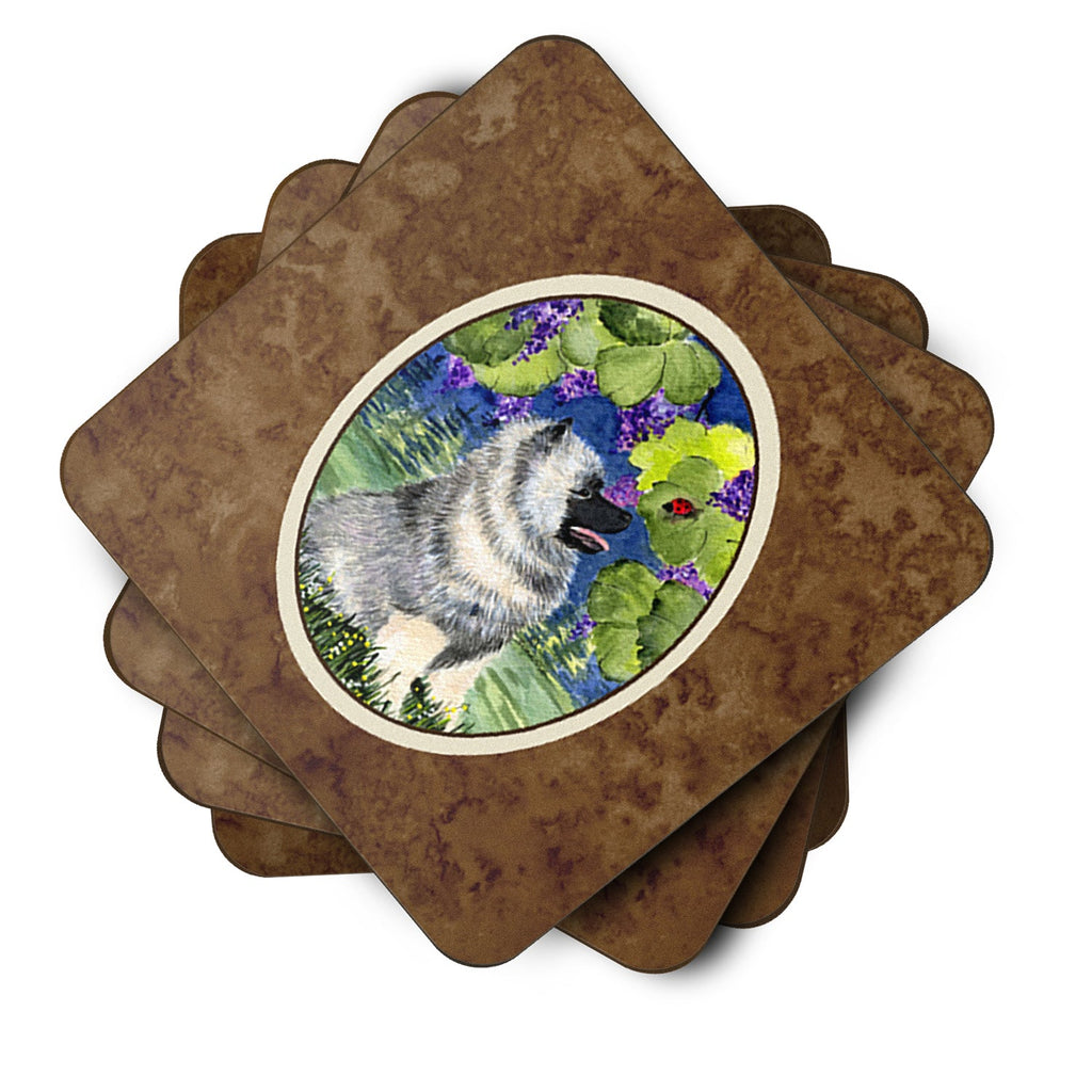 Keeshond Foam Coasters Set of 4 Cup Coasters for Indoor Outdoor, Tabletop Protection, Anti Slip, Mouse pad Material