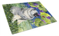 Keeshond Cutting Board Tempered Glass Kitchen Cutting Surface, Heat Resistant Chopping, Non-Slip Feet, Food Prep & Serving