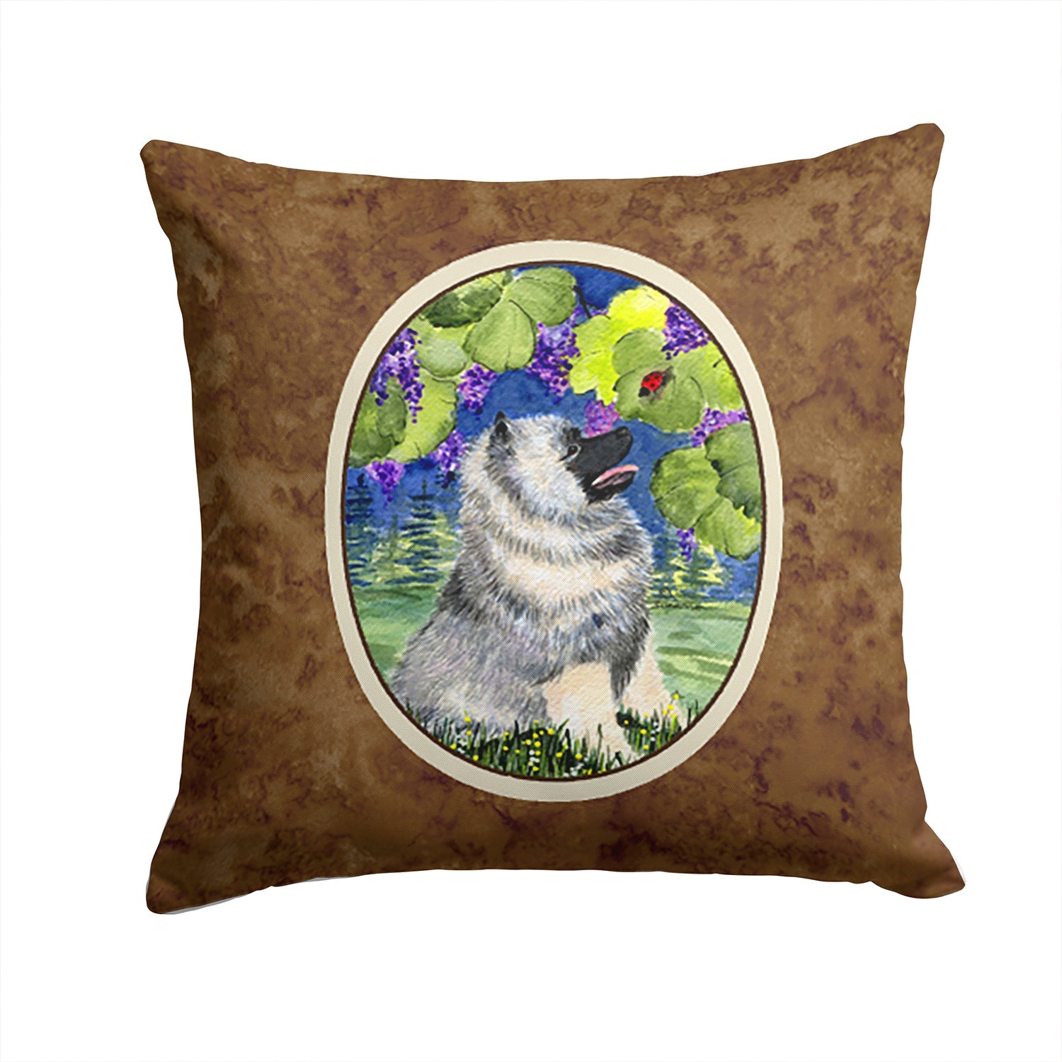Keeshond Decorative Throw Pillow 14x14 Indoor Outdoor Accent Cushion, Fabric Cover with Insert for Sofa, Bed, Porch & Living Room