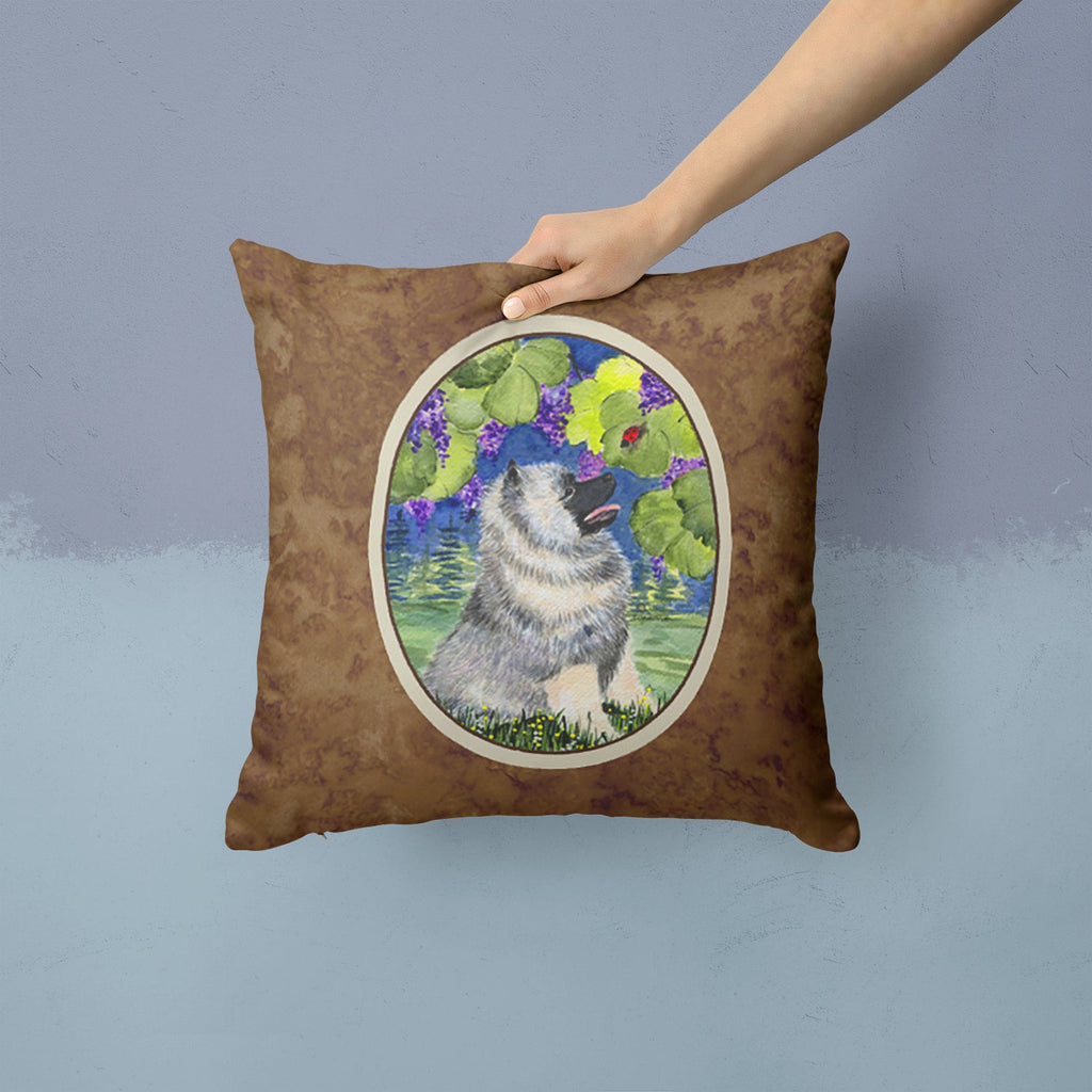 Keeshond Decorative Throw Pillow 14x14 Indoor Outdoor Accent Cushion, Fabric Cover with Insert for Sofa, Bed, Porch & Living Room