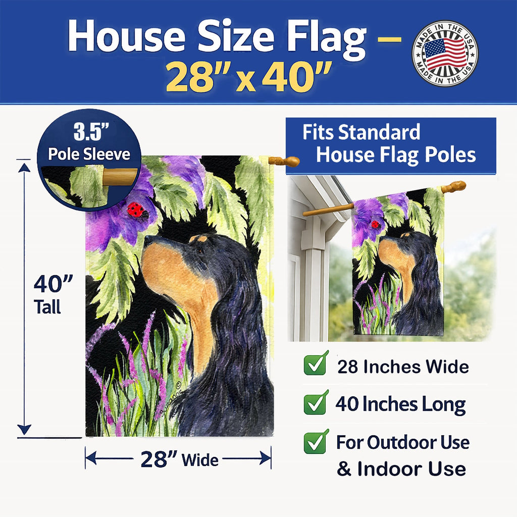 Gordon Setter House Flag 28x40 Porch Sleeve Pole Decorative Outside Yard Banner Artwork Wall Hanging, Polyester