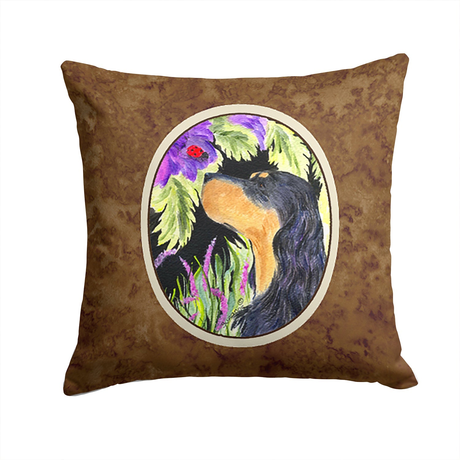 Gordon Setter Decorative Throw Pillow 14x14 Indoor Outdoor Accent Cushion, Fabric Cover with Insert for Sofa, Bed, Porch & Living Room
