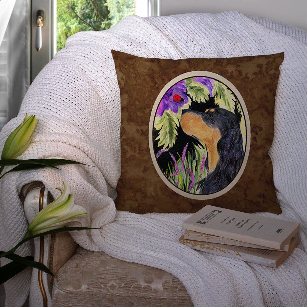 Gordon Setter Decorative Throw Pillow 14x14 Indoor Outdoor Accent Cushion, Fabric Cover with Insert for Sofa, Bed, Porch & Living Room