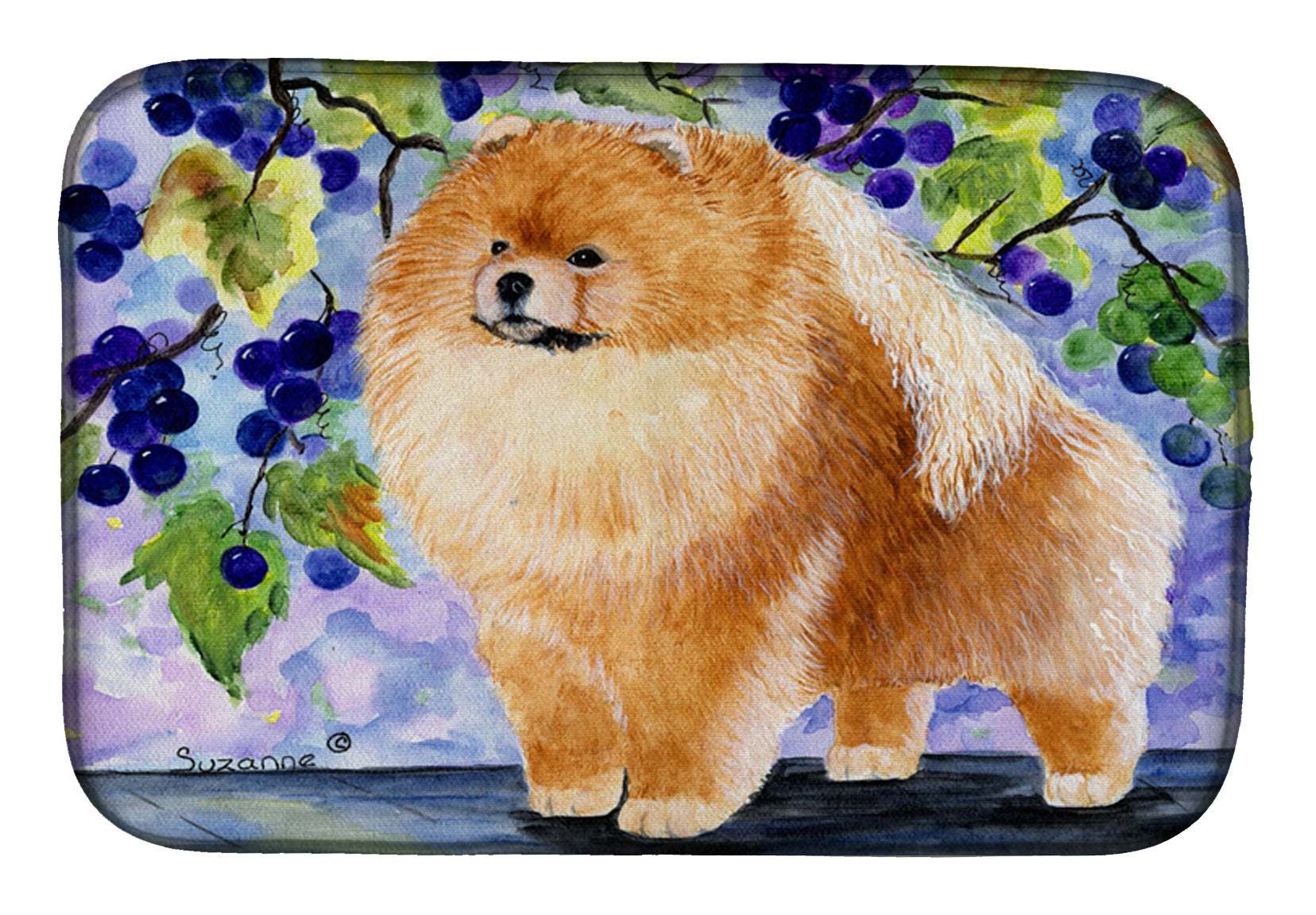 Pomeranian Dish Drying Mat Absorbent Dish Drying Mat Pad for Kitchen Counter Dish Drainer Mat for Countertop, 14 x 21", Multicolor