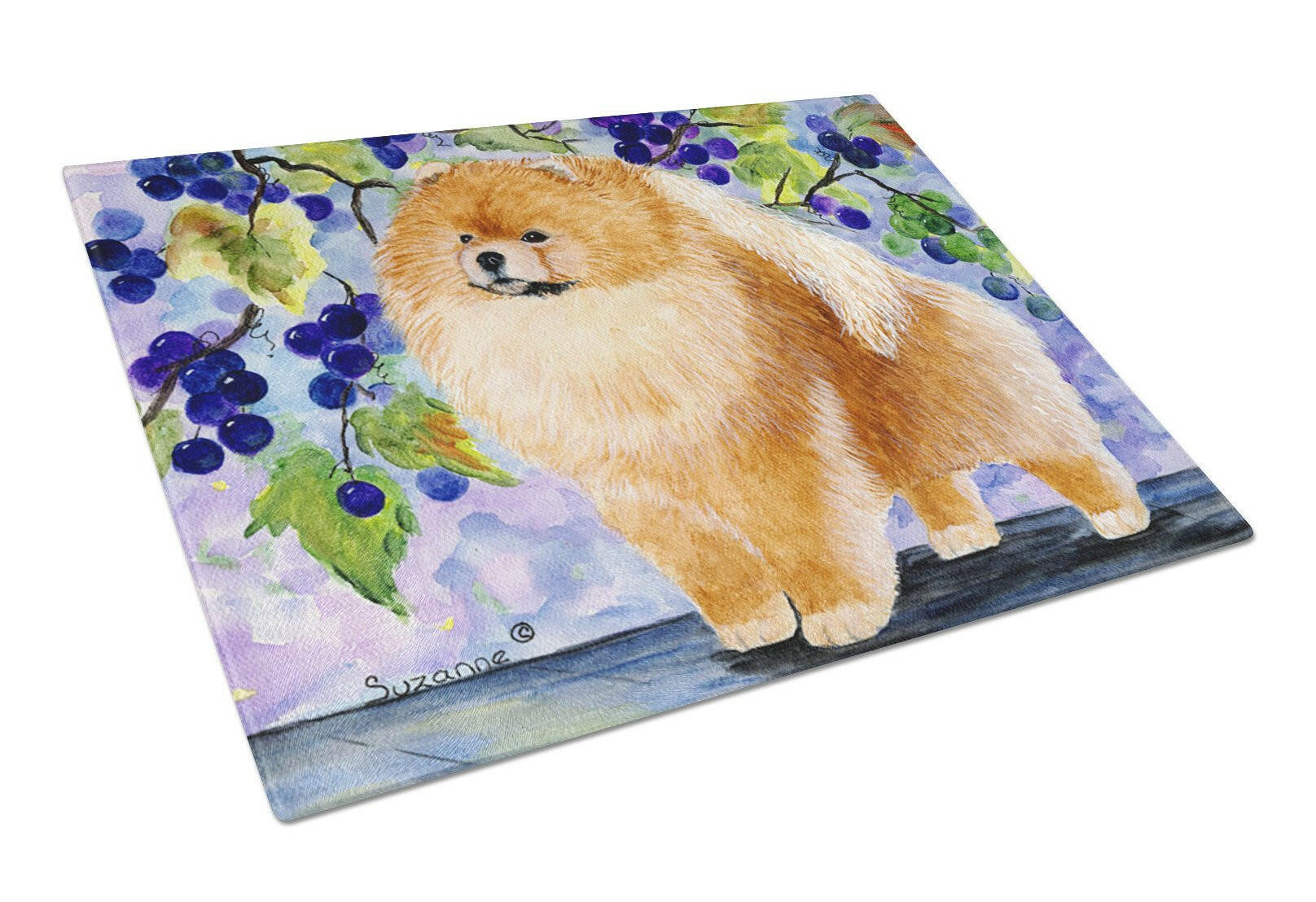Pomeranian Cutting Board Tempered Glass Kitchen Cutting Surface, Heat Resistant Chopping, Non-Slip Feet, Food Prep & Serving