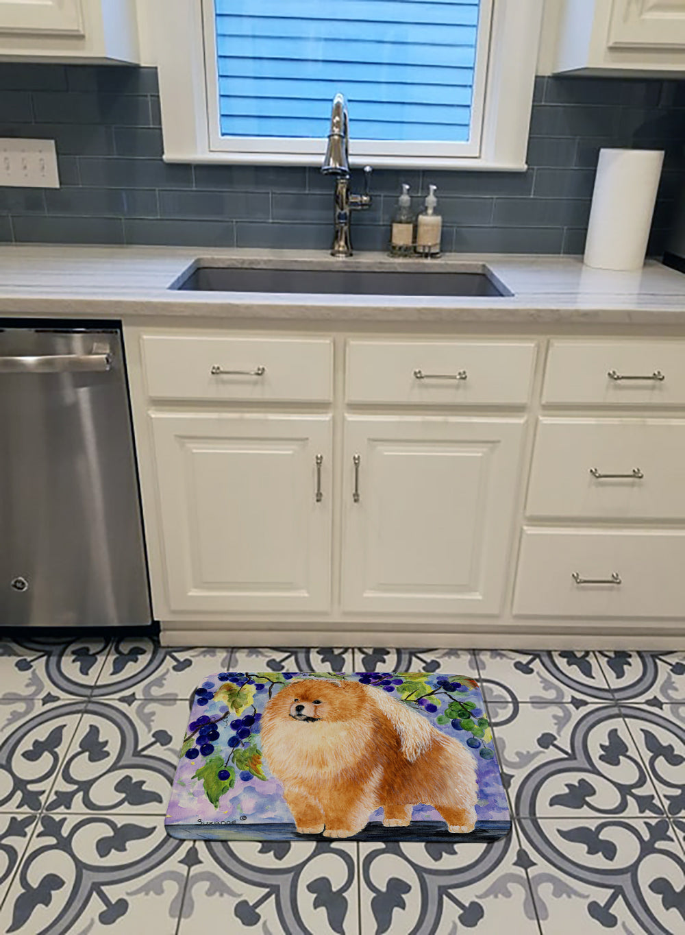 Pomeranian Memory Foam Kitchen Mat Machine Washable Anti-Fatigue Cushion Comfort Bath or Kitchen Rug