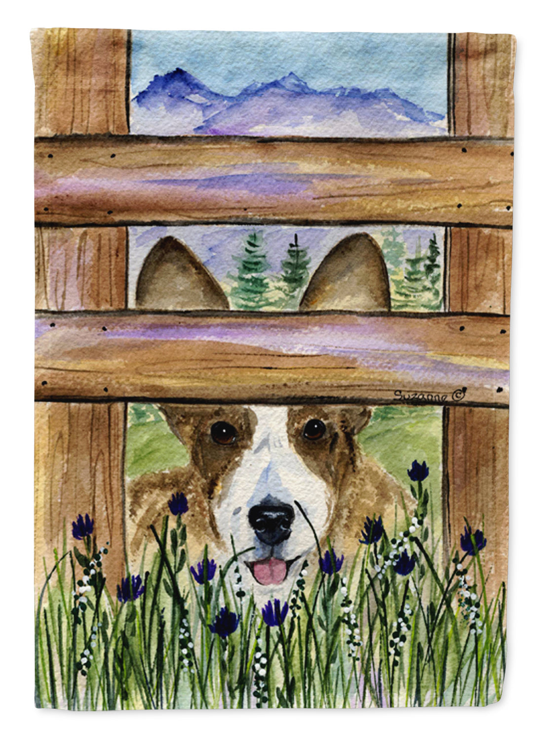 Corgi House Flag 28x40 Porch Sleeve Pole Decorative Outside Yard Banner Artwork Wall Hanging, Polyester
