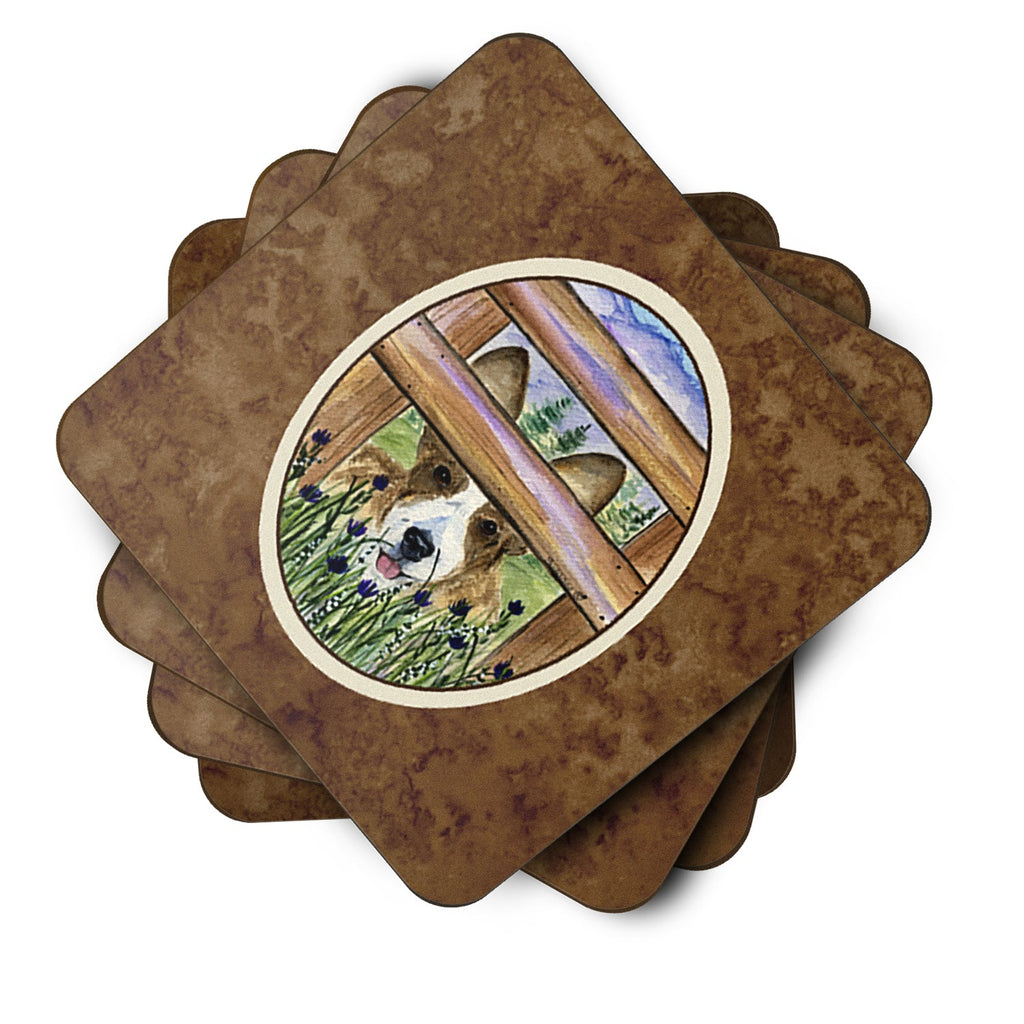 Corgi Foam Coasters Set of 4 Cup Coasters for Indoor Outdoor, Tabletop Protection, Anti Slip, Mouse pad Material