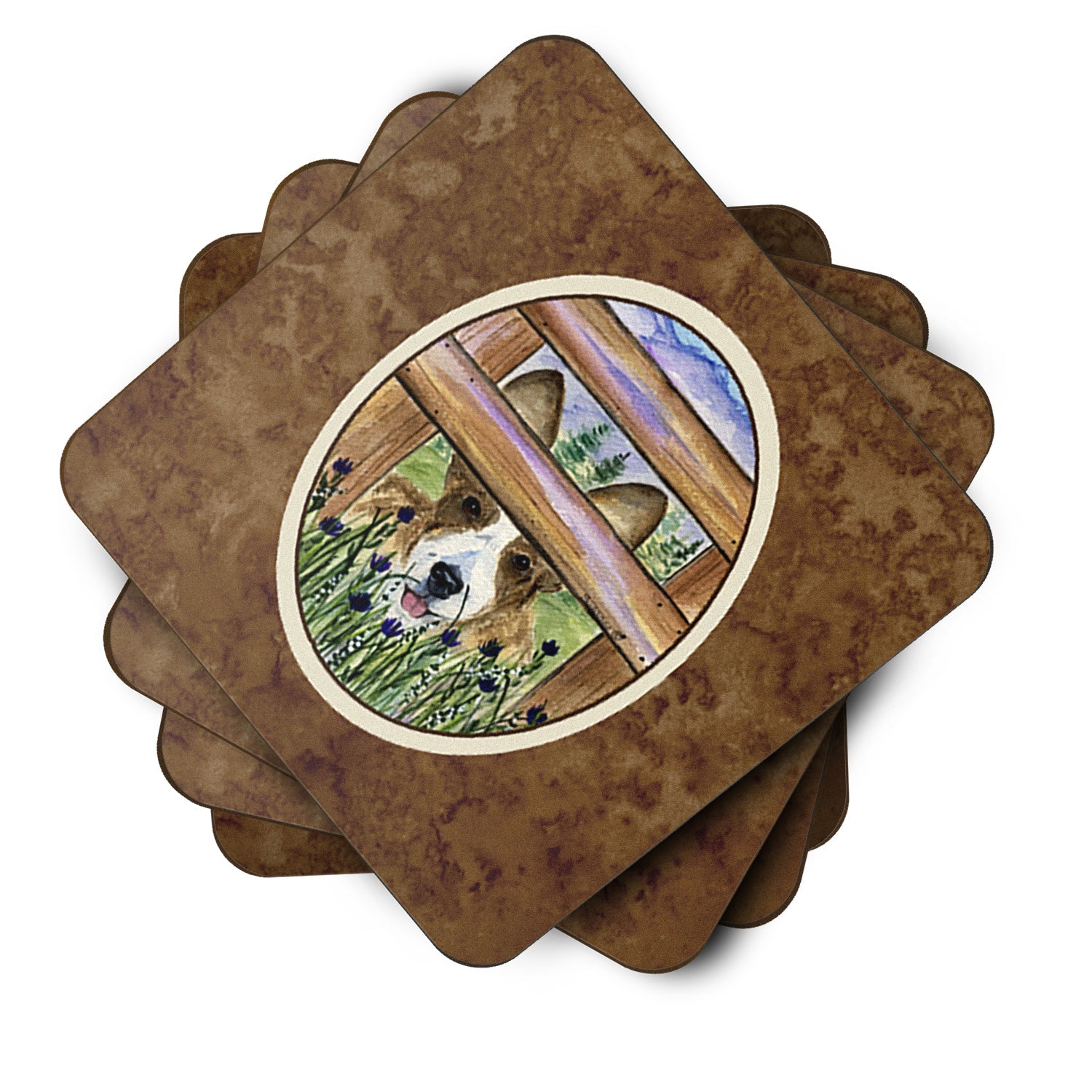 Corgi Foam Coasters Set of 4 Cup Coasters for Indoor Outdoor, Tabletop Protection, Anti Slip, Mouse pad Material