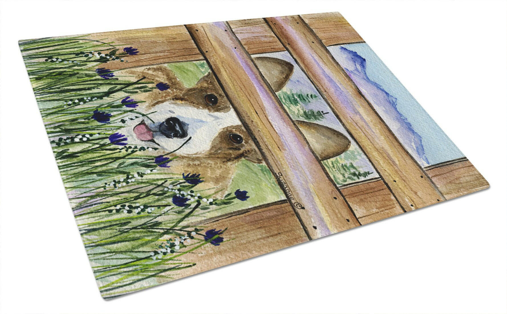 Corgi Cutting Board Tempered Glass Kitchen Cutting Surface, Heat Resistant Chopping, Non-Slip Feet, Food Prep & Serving