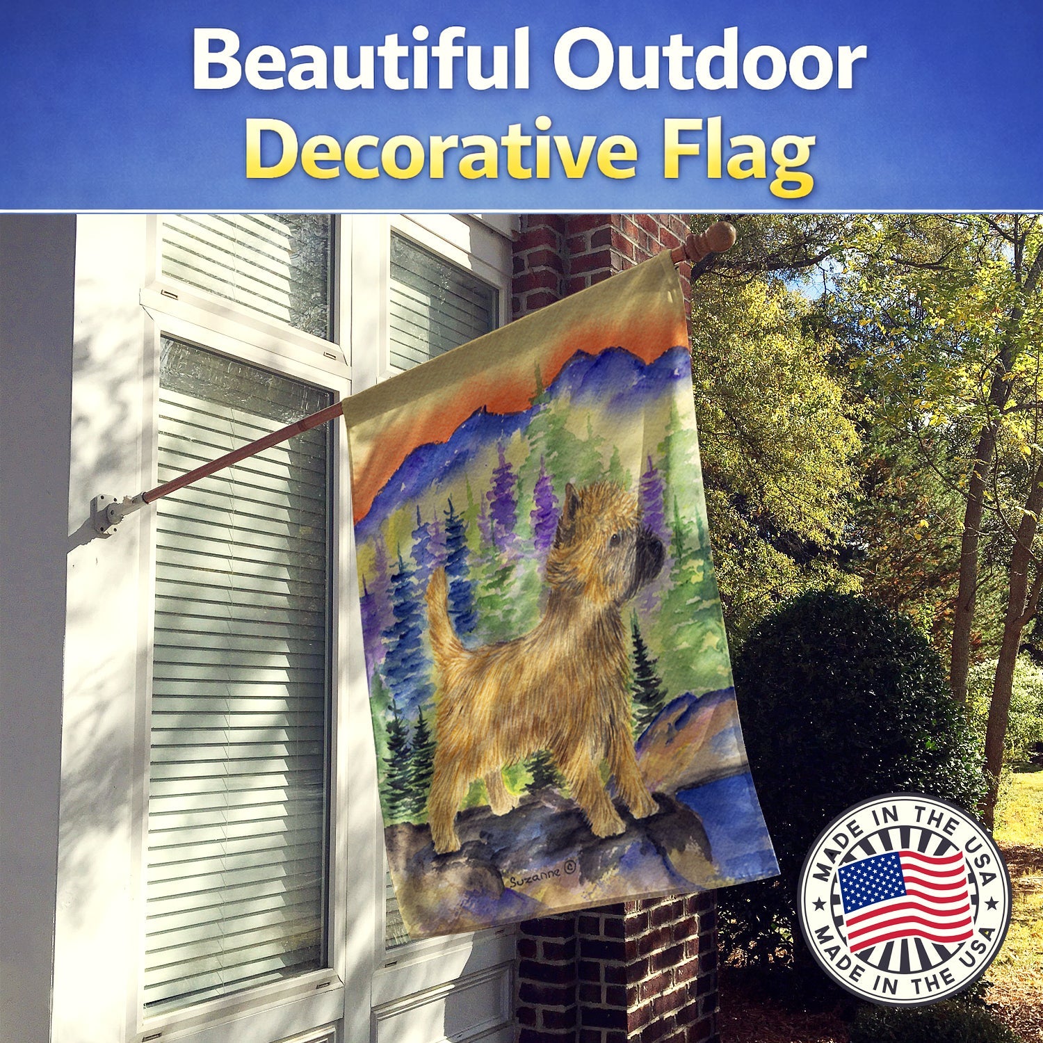 Cairn Terrier House Flag 28x40 Porch Sleeve Pole Decorative Outside Yard Banner Artwork Wall Hanging, Polyester