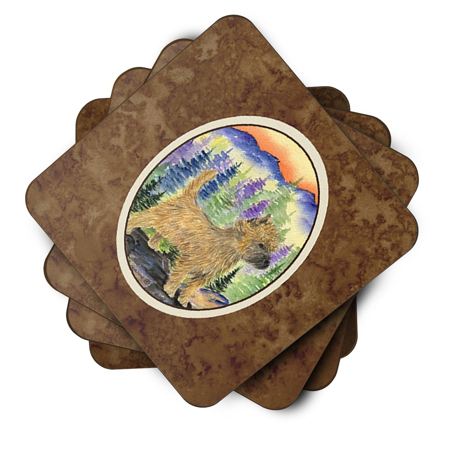 Cairn Terrier Foam Coasters Set of 4 Cup Coasters for Indoor Outdoor, Tabletop Protection, Anti Slip, Mouse pad Material
