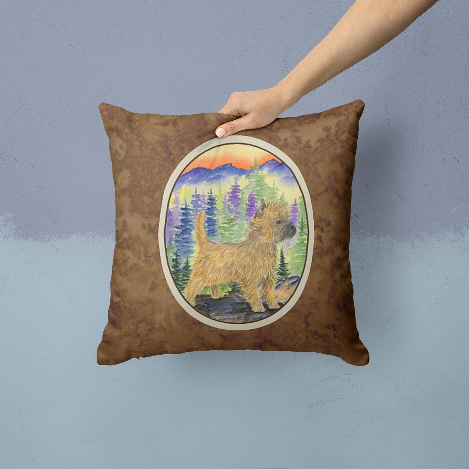Cairn Terrier Decorative Throw Pillow 14x14 Indoor Outdoor Accent Cushion, Fabric Cover with Insert for Sofa, Bed, Porch & Living Room