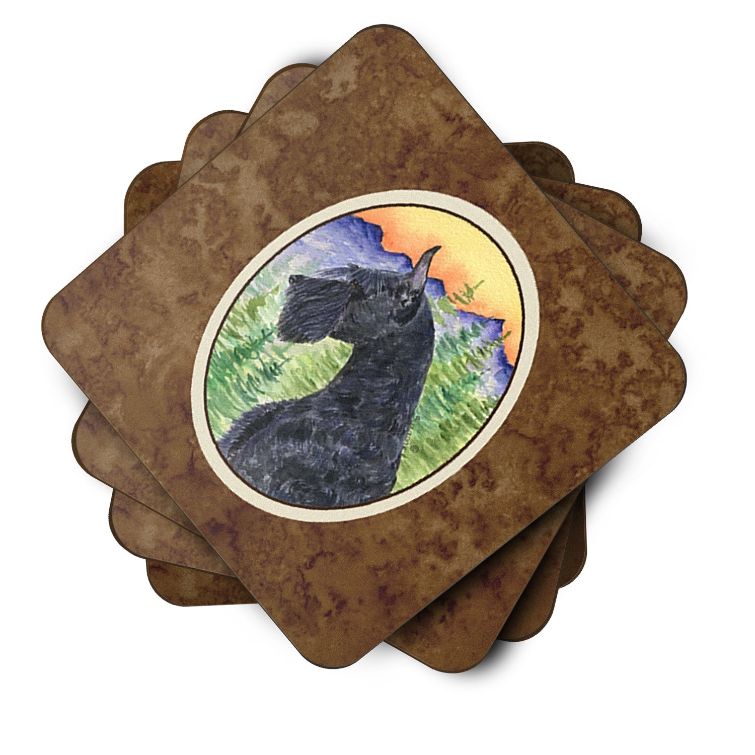 Schnauzer Foam Coasters Set of 4 Cup Coasters for Indoor Outdoor, Tabletop Protection, Anti Slip, Mouse pad Material