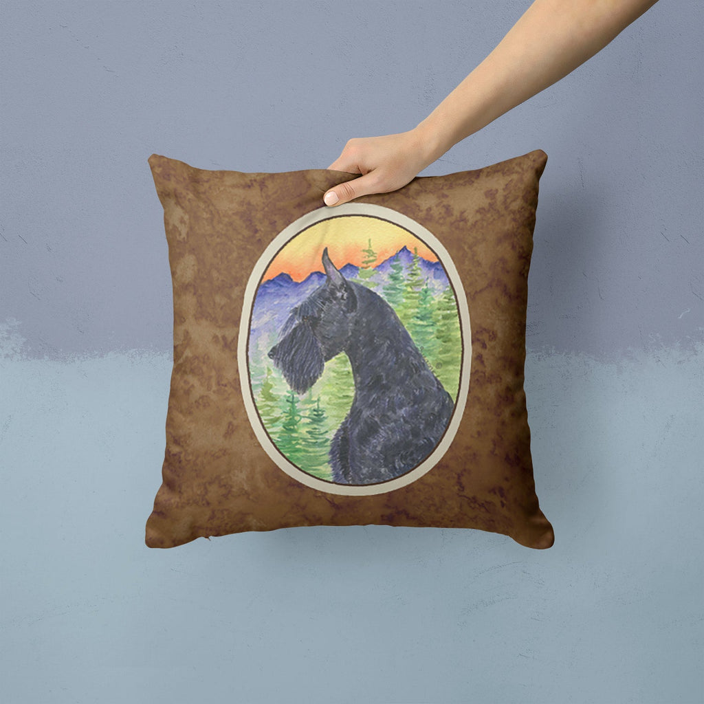 Schnauzer Decorative Throw Pillow 14x14 Indoor Outdoor Accent Cushion, Fabric Cover with Insert for Sofa, Bed, Porch & Living Room