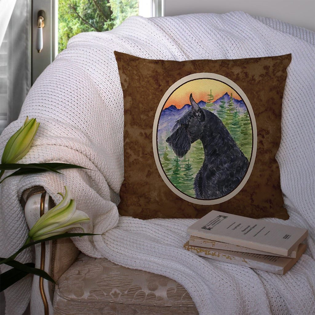 Schnauzer Decorative Throw Pillow 14x14 Indoor Outdoor Accent Cushion, Fabric Cover with Insert for Sofa, Bed, Porch & Living Room