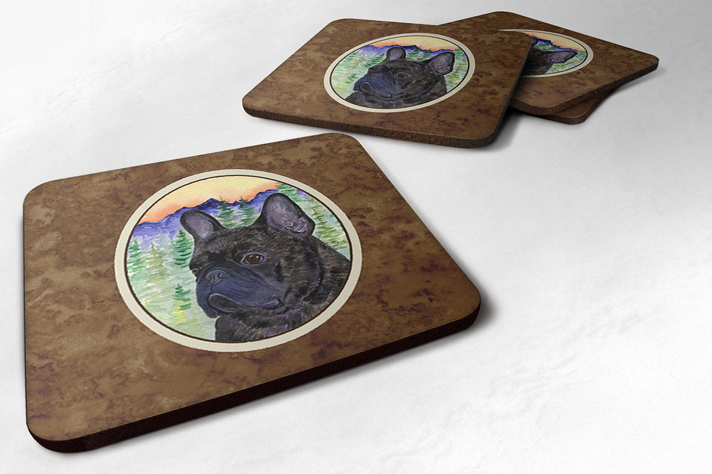 French Bulldog Foam Coasters Set of 4 Cup Coasters for Indoor Outdoor, Tabletop Protection, Anti Slip, Mouse pad Material