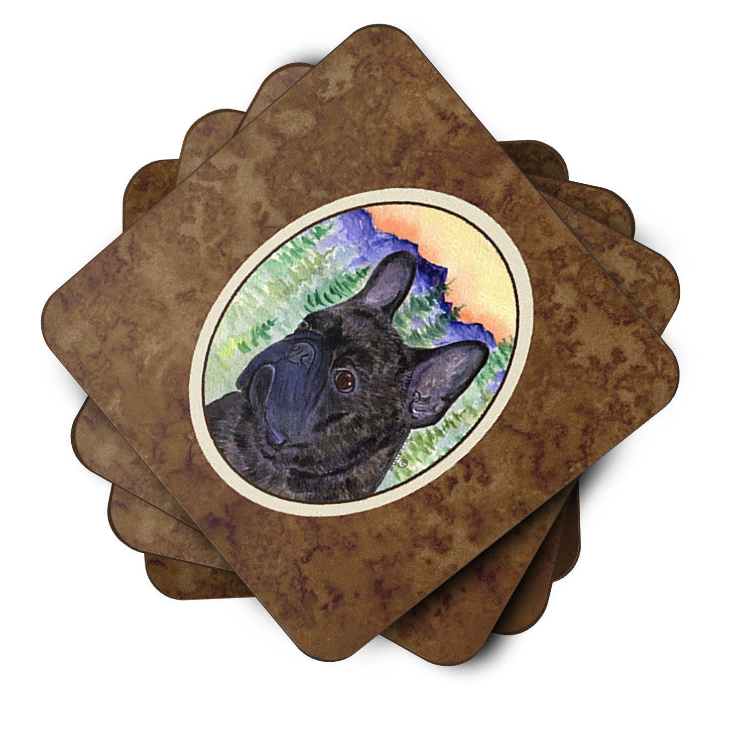 French Bulldog Foam Coasters Set of 4 Cup Coasters for Indoor Outdoor, Tabletop Protection, Anti Slip, Mouse pad Material