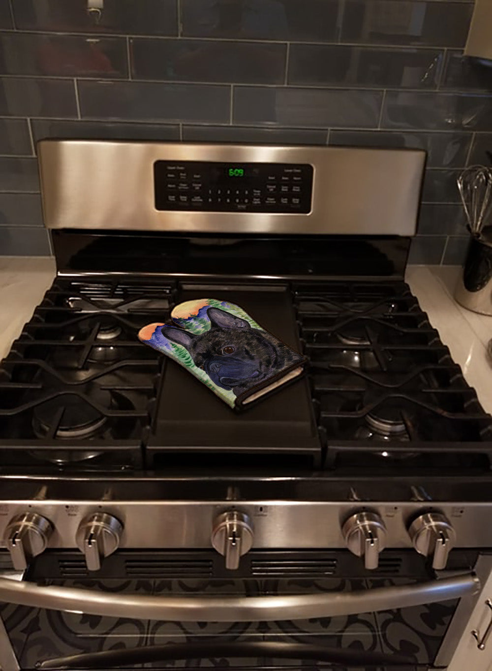 French Bulldog Oven Mitt Heat Resistant Thick Oven Mitt for Hot Pans and Oven, Kitchen Mitt Protect Hands, Cooking Baking Glove
