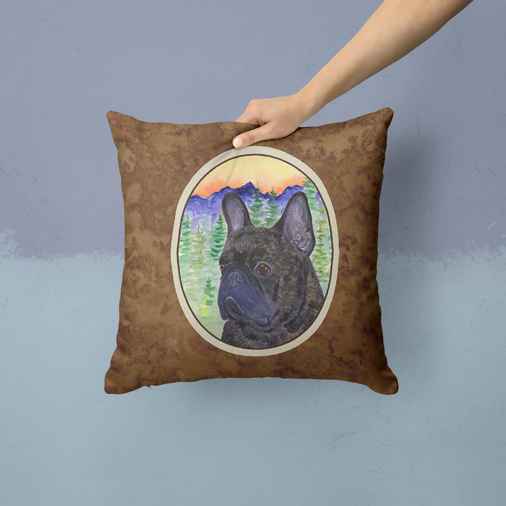 French Bulldog Decorative Throw Pillow 14x14 Indoor Outdoor Accent Cushion, Fabric Cover with Insert for Sofa, Bed, Porch & Living Room