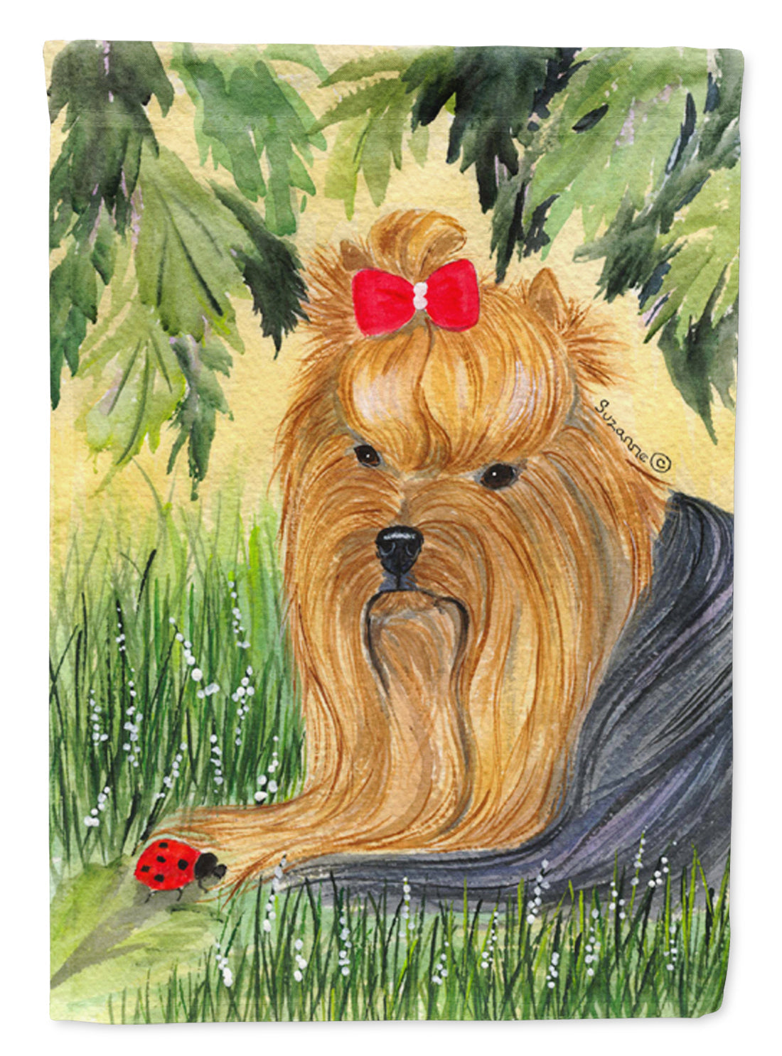 Yorkie House Flag 28x40 Porch Sleeve Pole Decorative Outside Yard Banner Artwork Wall Hanging, Polyester