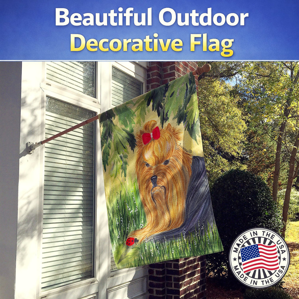 Yorkie House Flag 28x40 Porch Sleeve Pole Decorative Outside Yard Banner Artwork Wall Hanging, Polyester