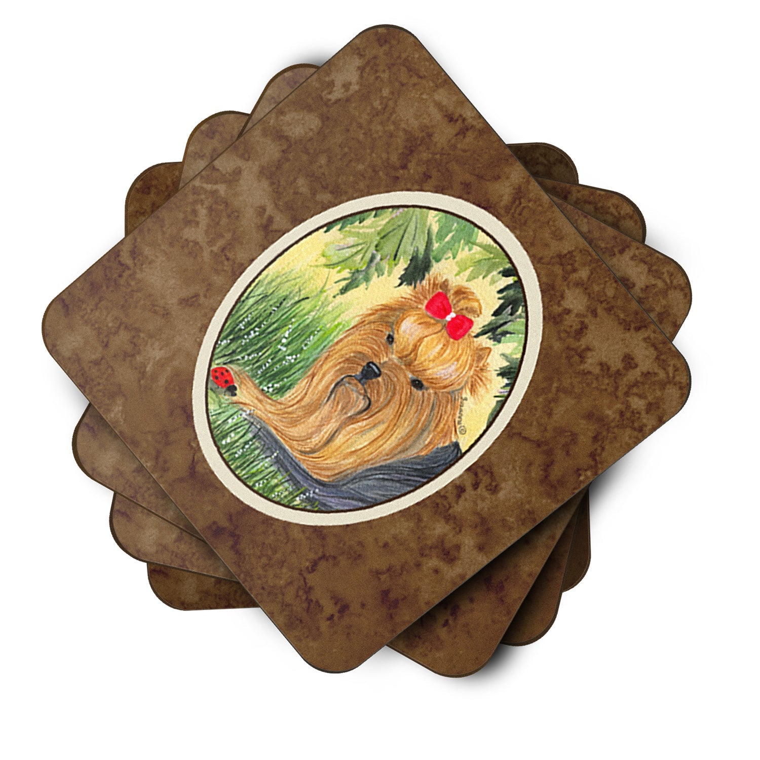 Yorkie Foam Coasters Set of 4 Cup Coasters for Indoor Outdoor, Tabletop Protection, Anti Slip, Mouse pad Material