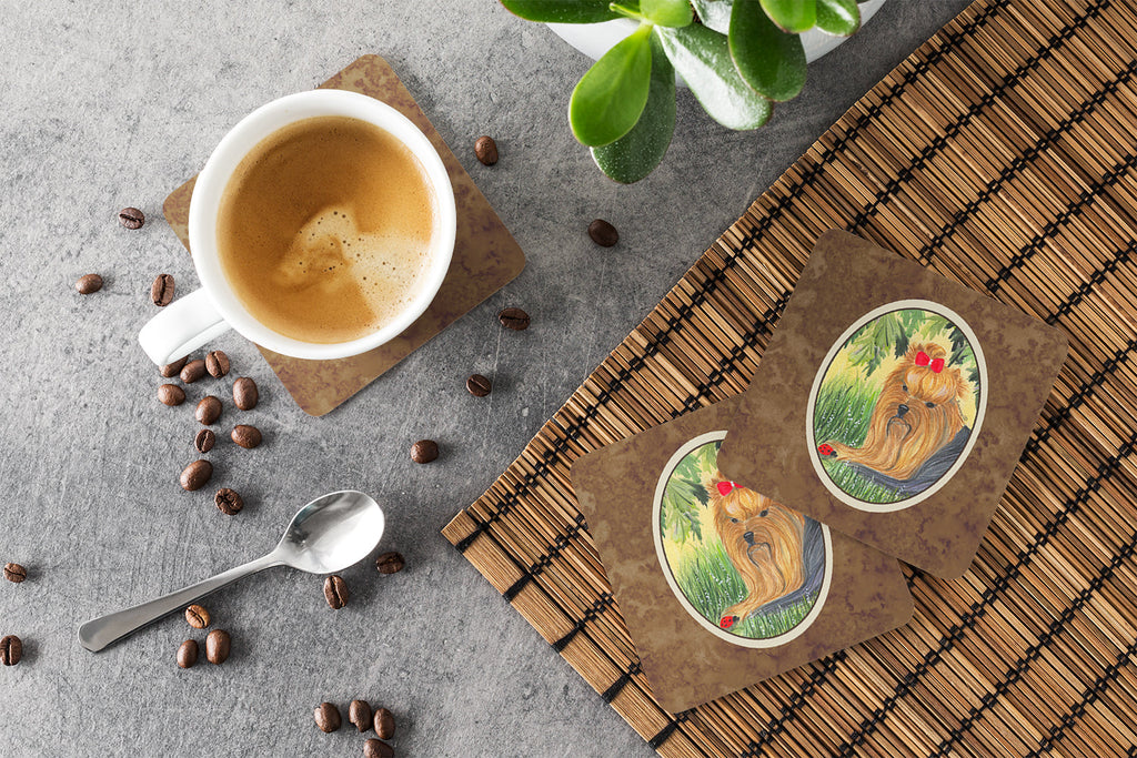 Yorkie Foam Coasters Set of 4 Cup Coasters for Indoor Outdoor, Tabletop Protection, Anti Slip, Mouse pad Material