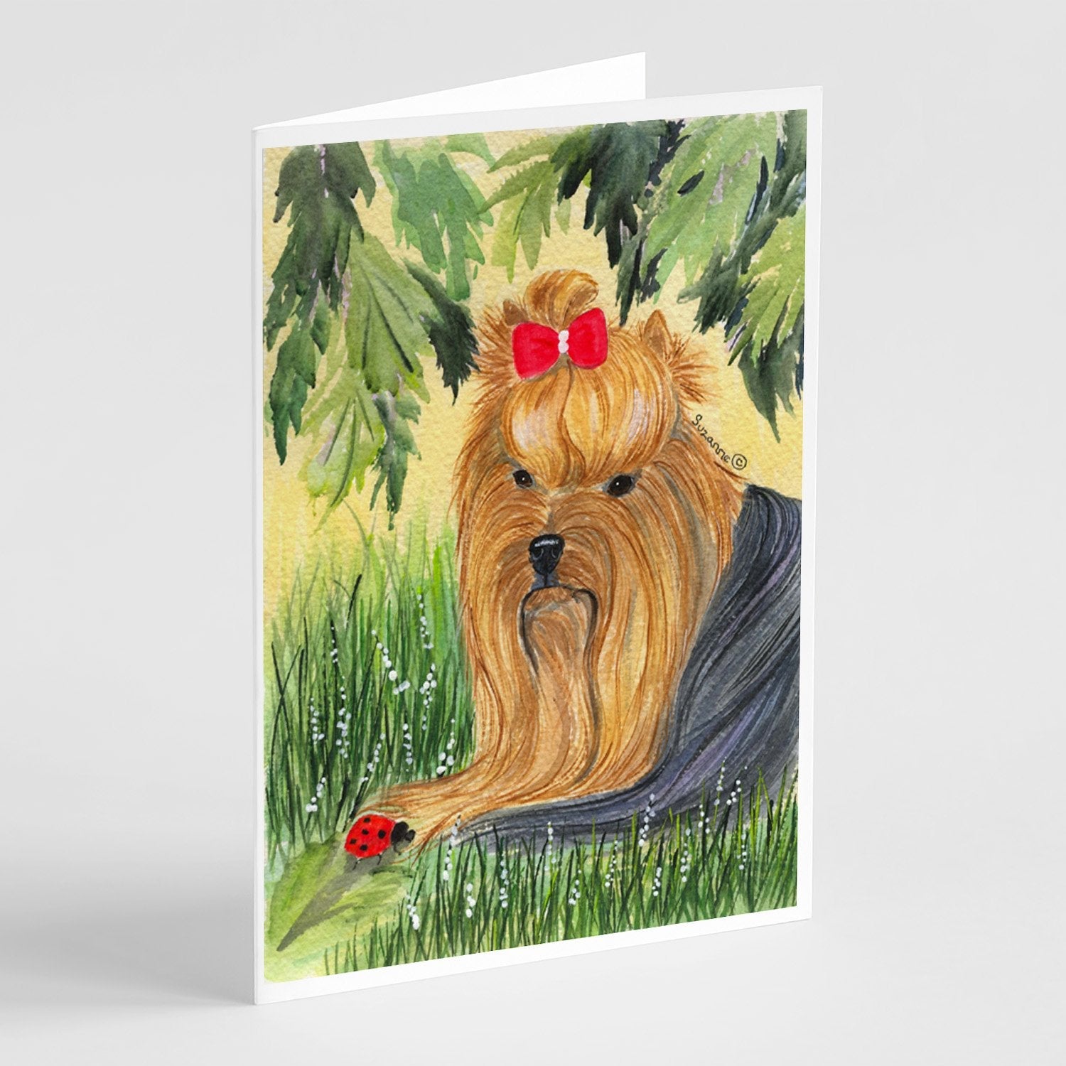 Yorkie Greeting Cards Pack of 8 Blank Cards with Envelopes Whimsical A7 Size 5x7
