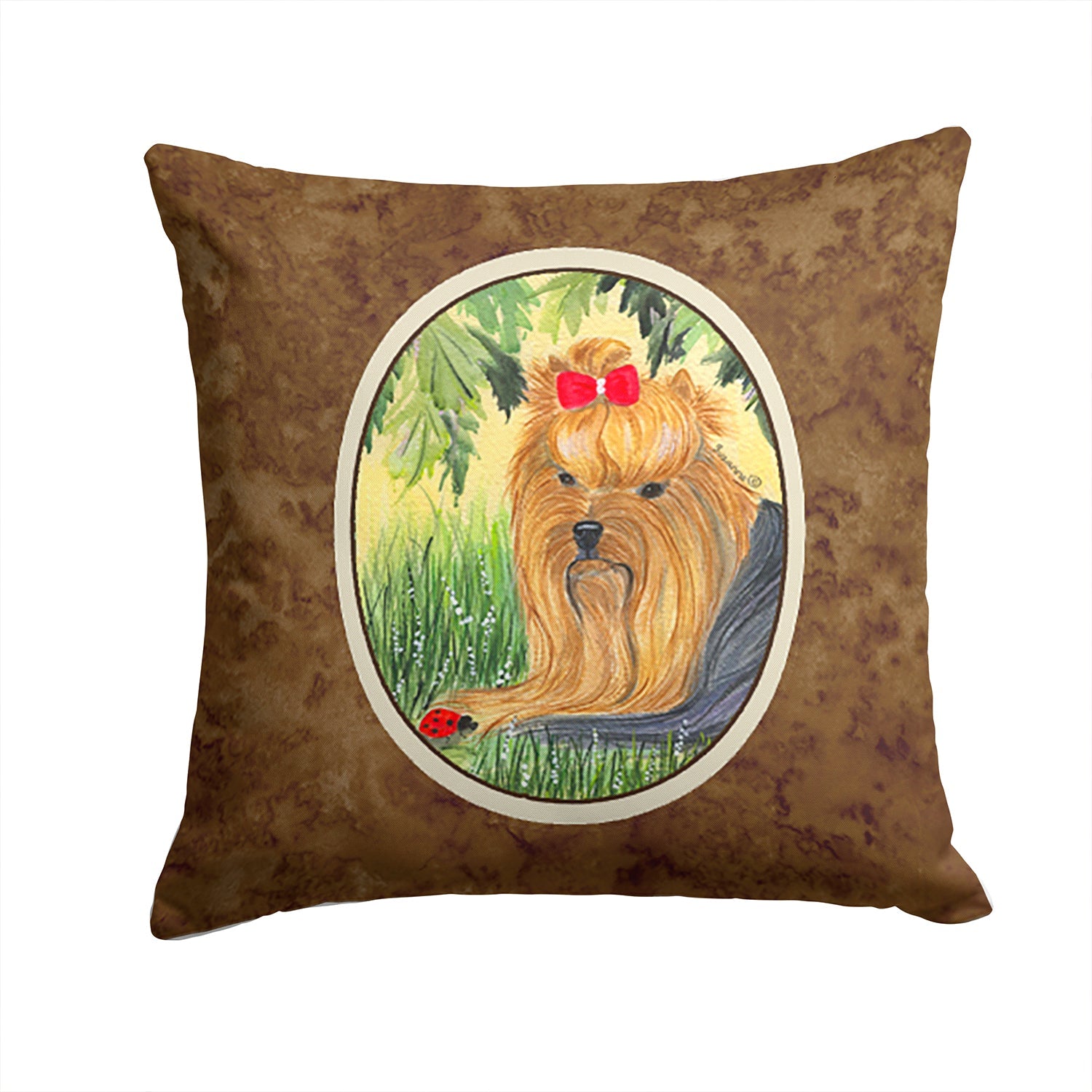 Yorkie Decorative Throw Pillow 14x14 Indoor Outdoor Accent Cushion, Fabric Cover with Insert for Sofa, Bed, Porch & Living Room