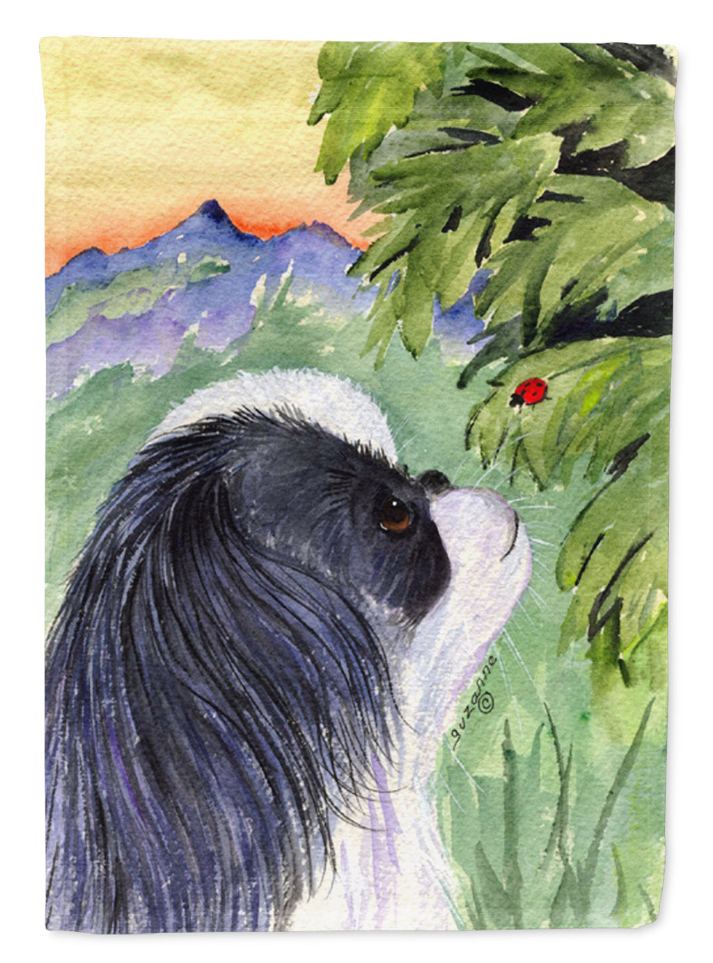 Japanese Chin House Flag 28x40 Porch Sleeve Pole Decorative Outside Yard Banner Artwork Wall Hanging, Polyester